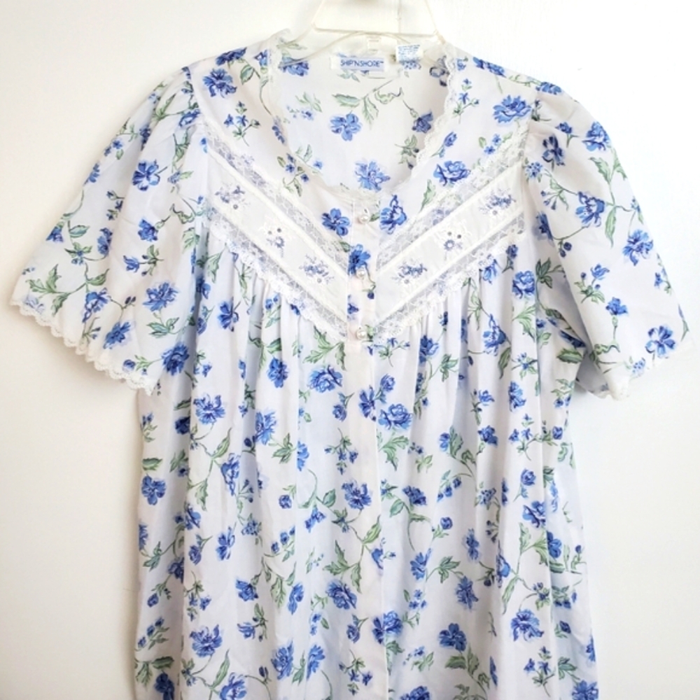Ship'n Shore Vtg Sleeveless Ruffle Traditional Nightgown & Robe Set Sz Sm - Picture 9 of 16